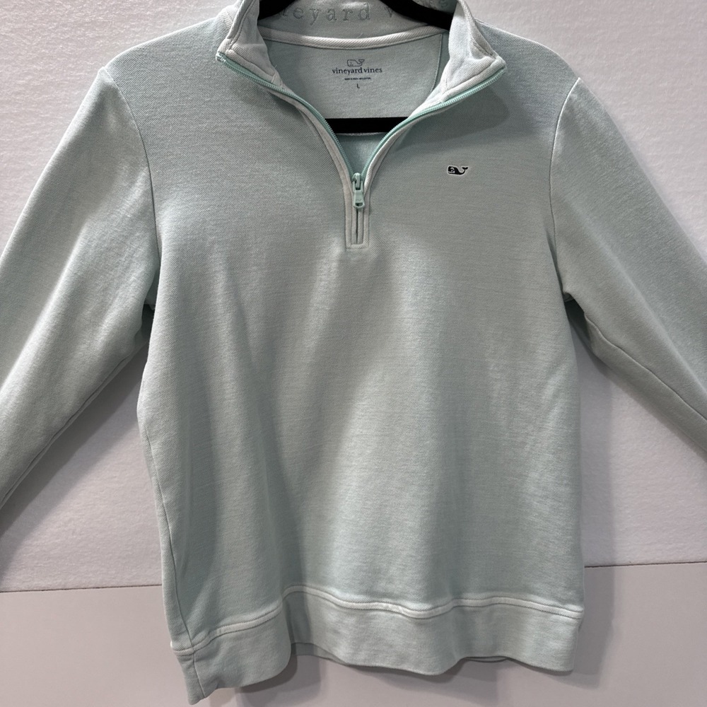 Vineyard Vines 1/4 Zip Long Sleeve Pullover Sweater Kids Large Light Turquoise